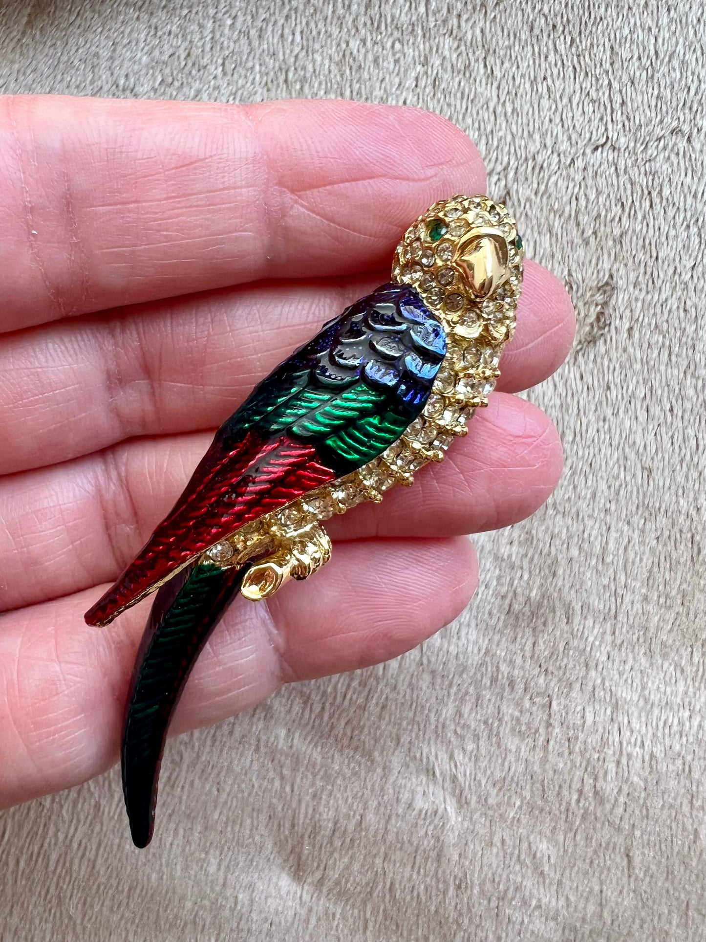 Multicolor parrot pin brooch with rhinstones enamel