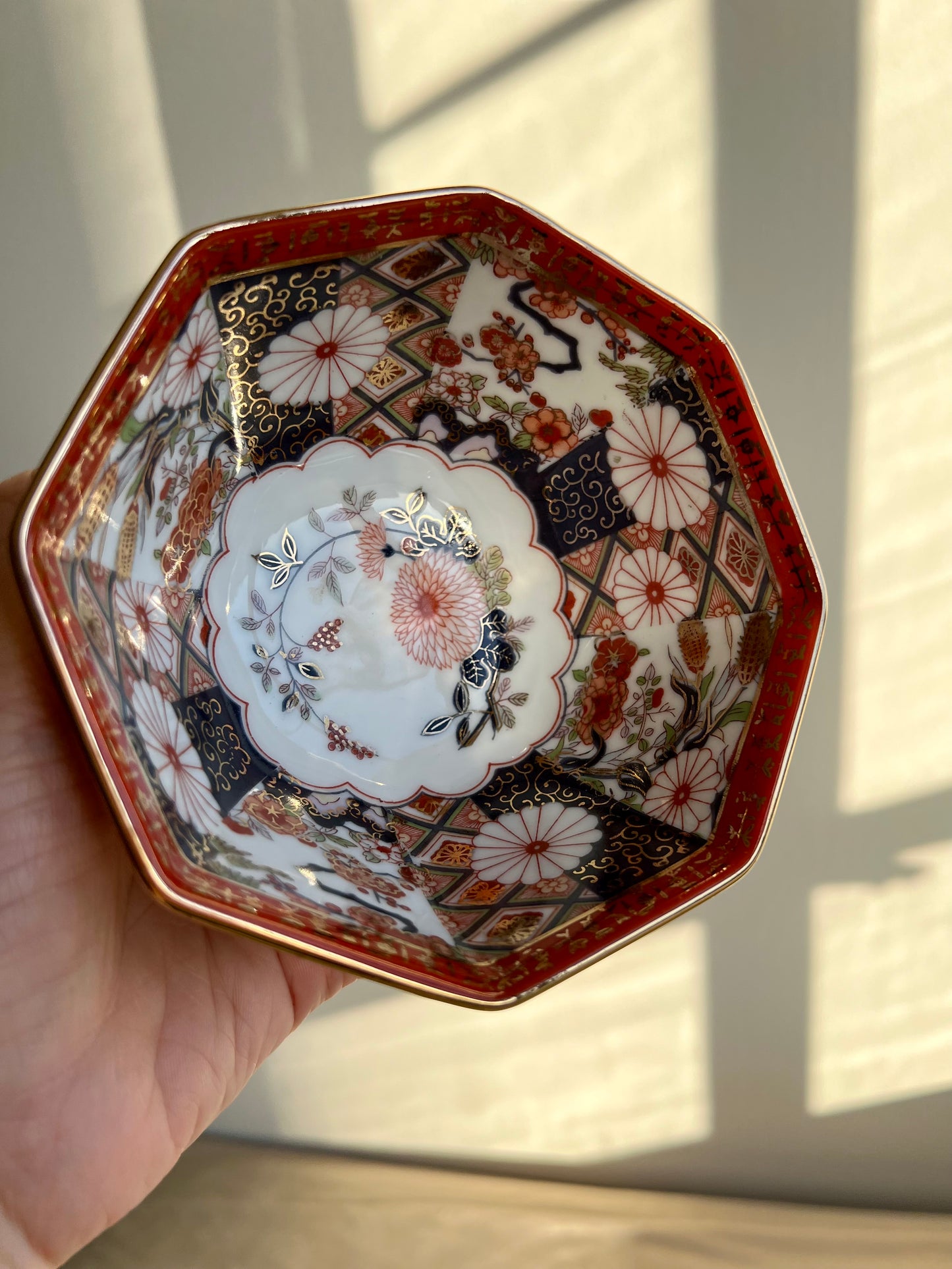 Octagon Saji Floral Japan Vintage Bowl