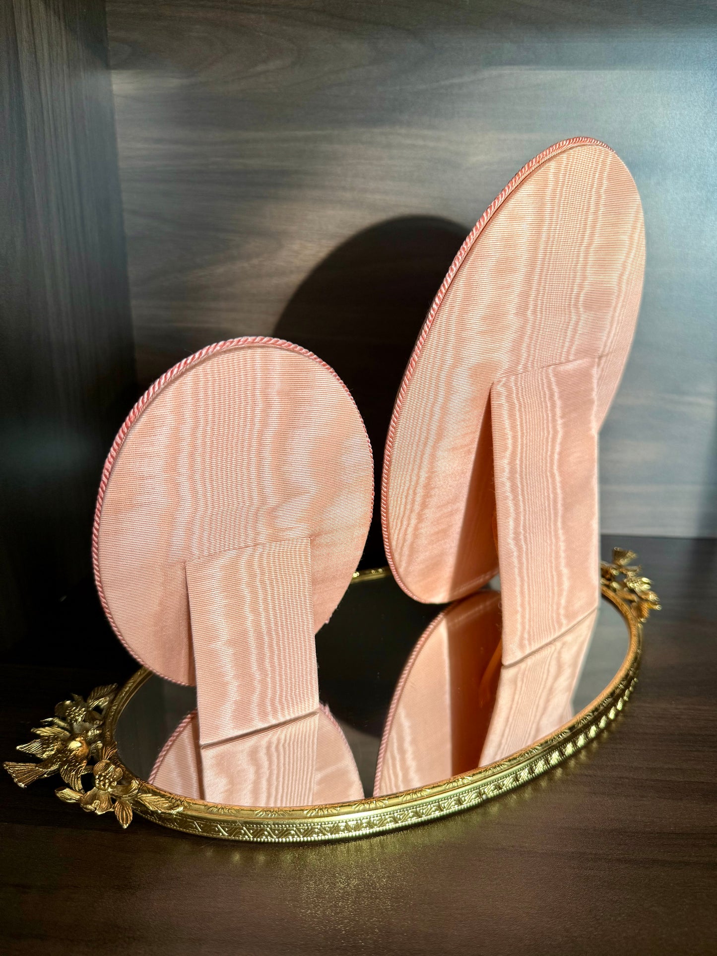 A Pair of Pink Elegant Silk fabric - coated Vintage Photo/ Picture Frames (2 pieces)