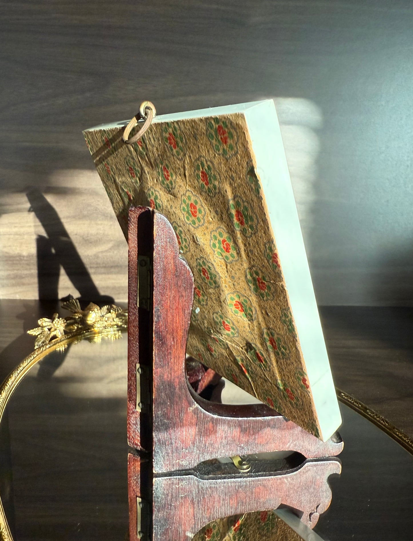 Antique Italian Miniature Porcelain Plaque Hand-painted Madonna and Child in Bone Frame