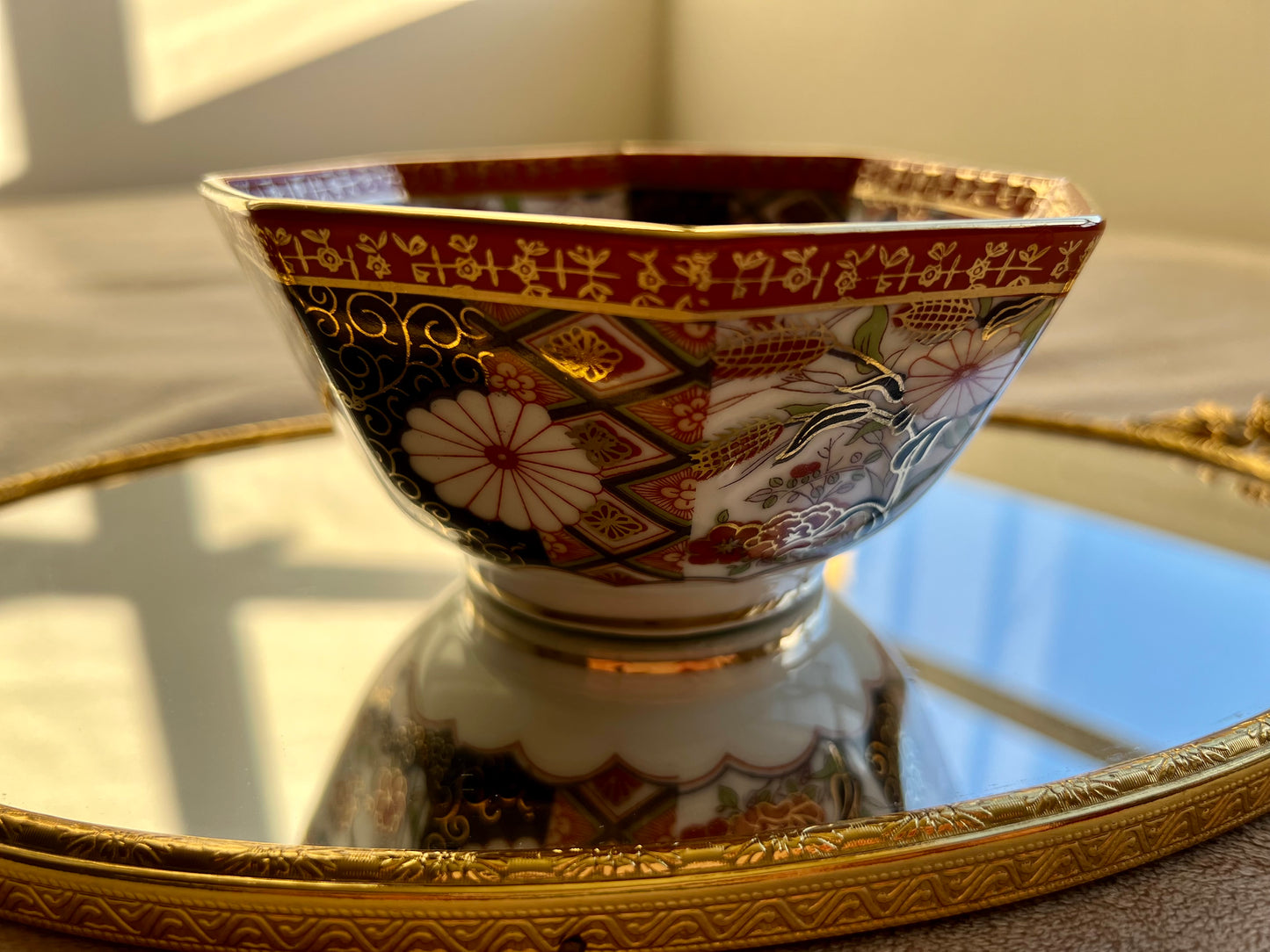 Octagon Saji Floral Japan Vintage Bowl