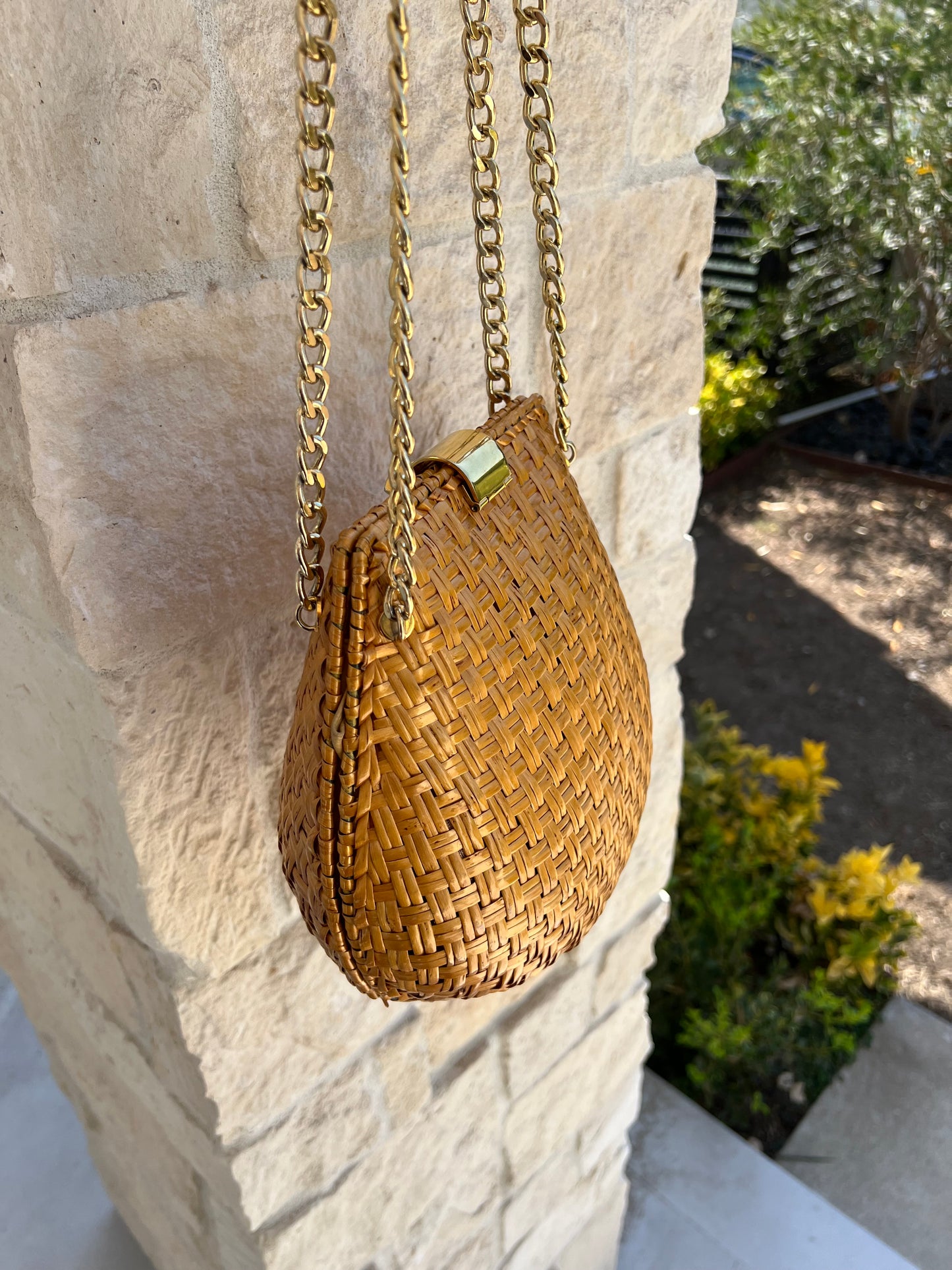 RODO Made in Italy Vintage Glazed Wicker Mustard Yellow Purse and Clutch