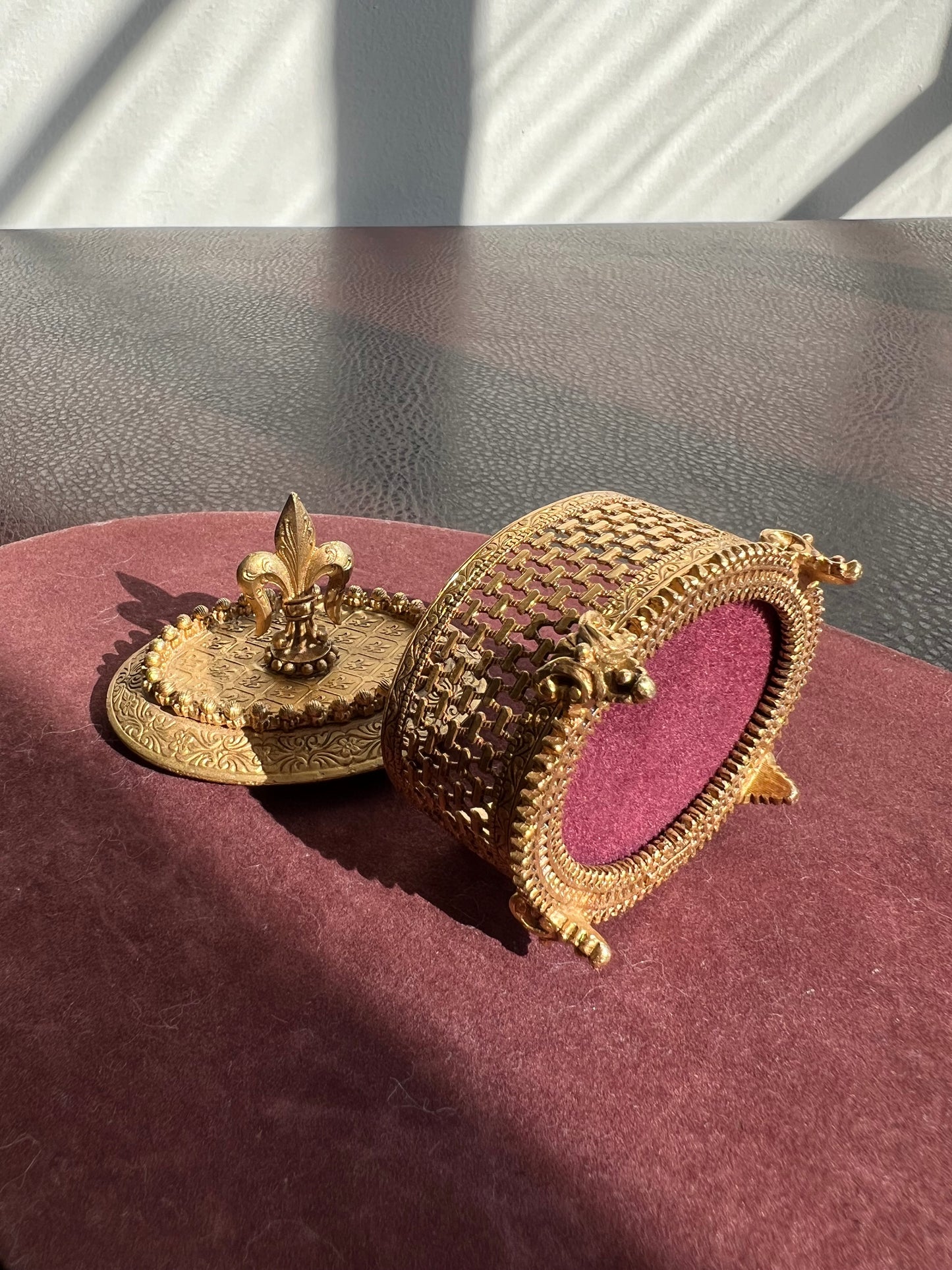 Florenza Vintage Mini Gold Brass Jewelry Box, Trinket Dish