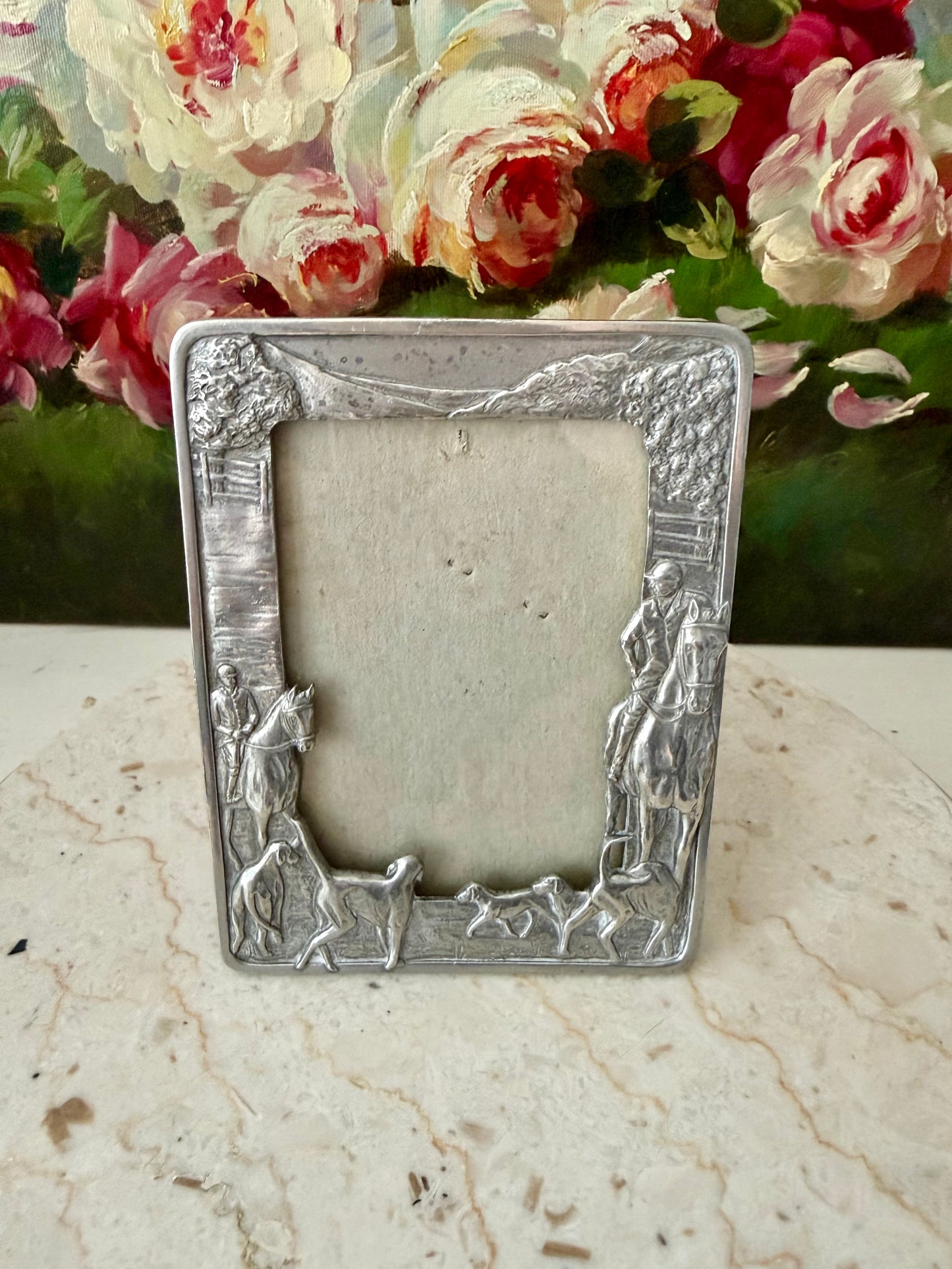 1988 Silver Plated Vintage Seagull Pewter Equestrian Picture Frame (model PF160) - Made in Canada