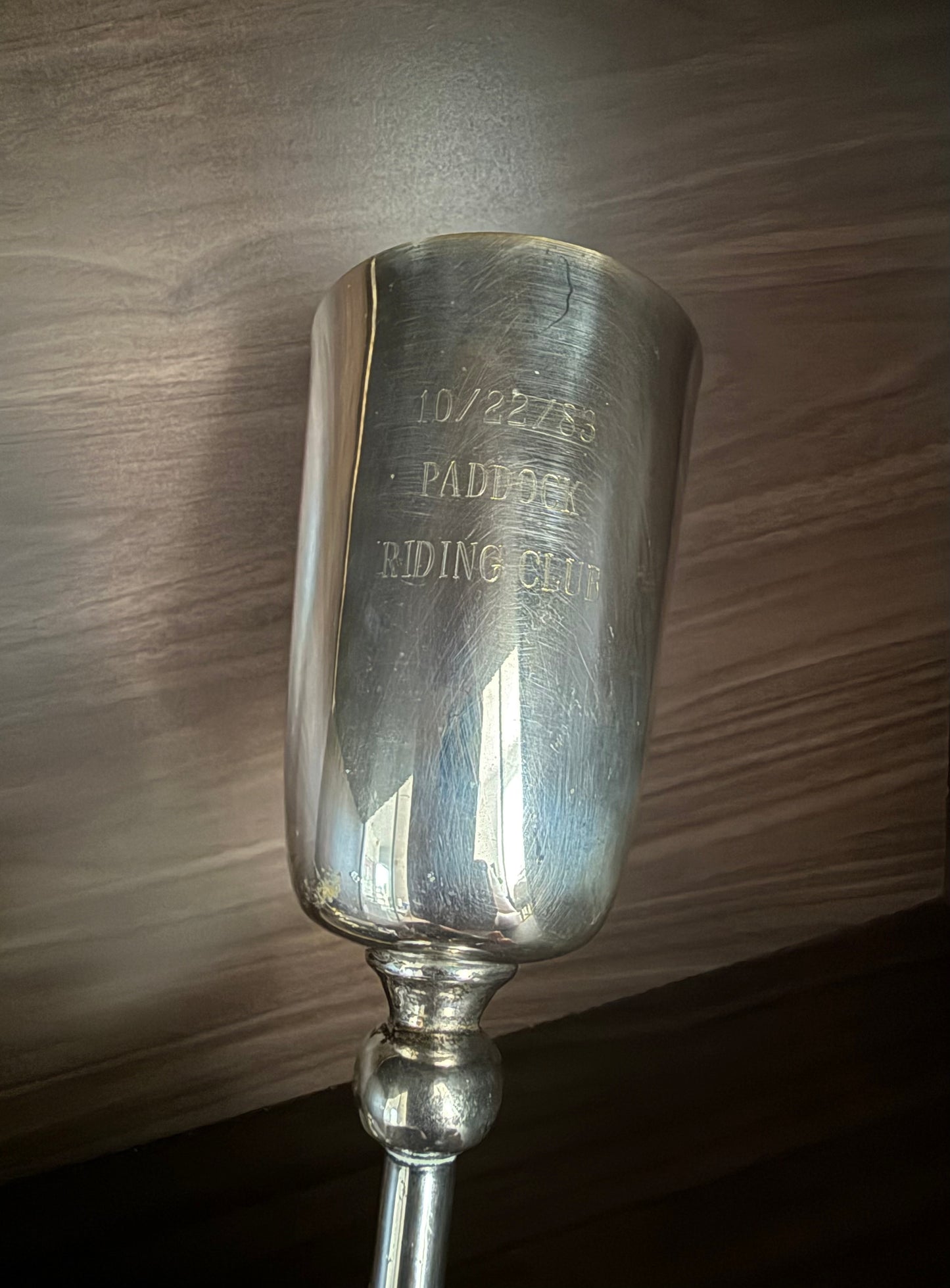A Pair of Vintage Silver-Plated Wine Glasses with Long Stems and Slightly Flared Tops - these from the estate of Hollywood actor, writer, director, and producer Howard Storm