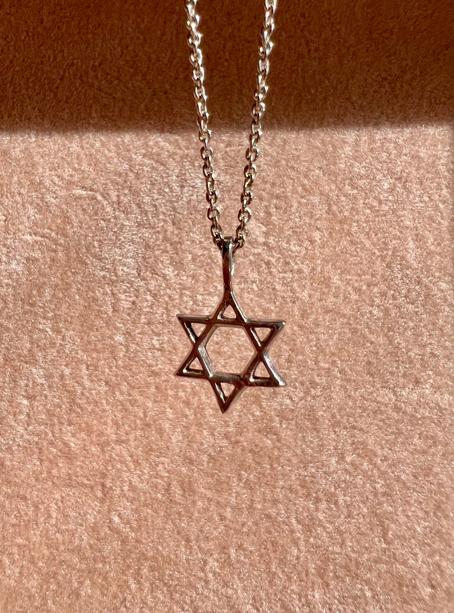 925 Sterling Silver Vintage Handmade Jewish Star of David Necklace and Pendant, Made in Italy