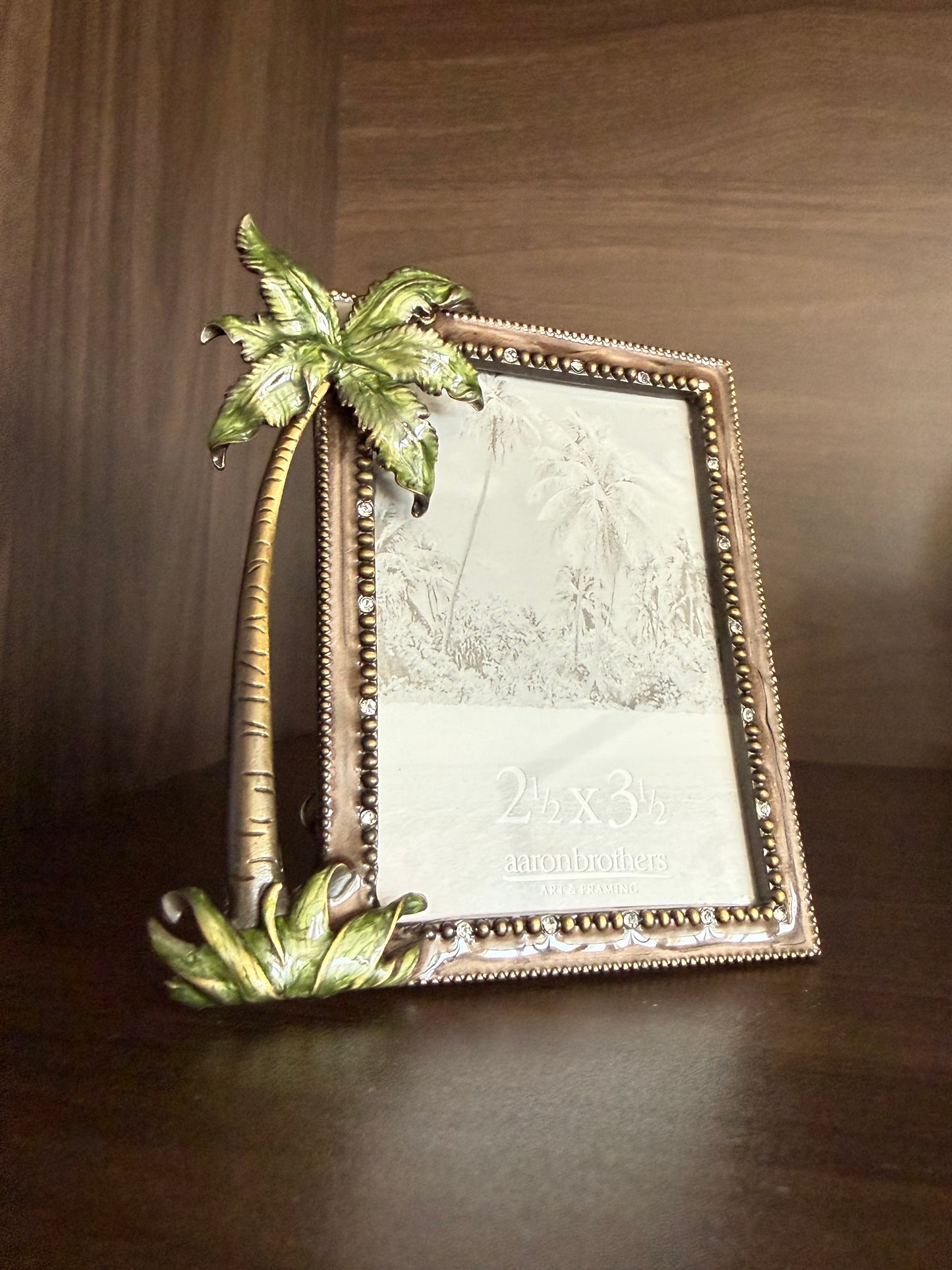 Tropical Palm Trees Mini Enamel Photo/ Picture Frame with Rhinestones