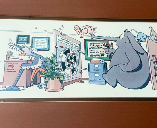 Vintage Framed Cartoon Artwork is titled “Financial Planners”, Signed and Numbered by Robert Marble in 1982 - 50/750