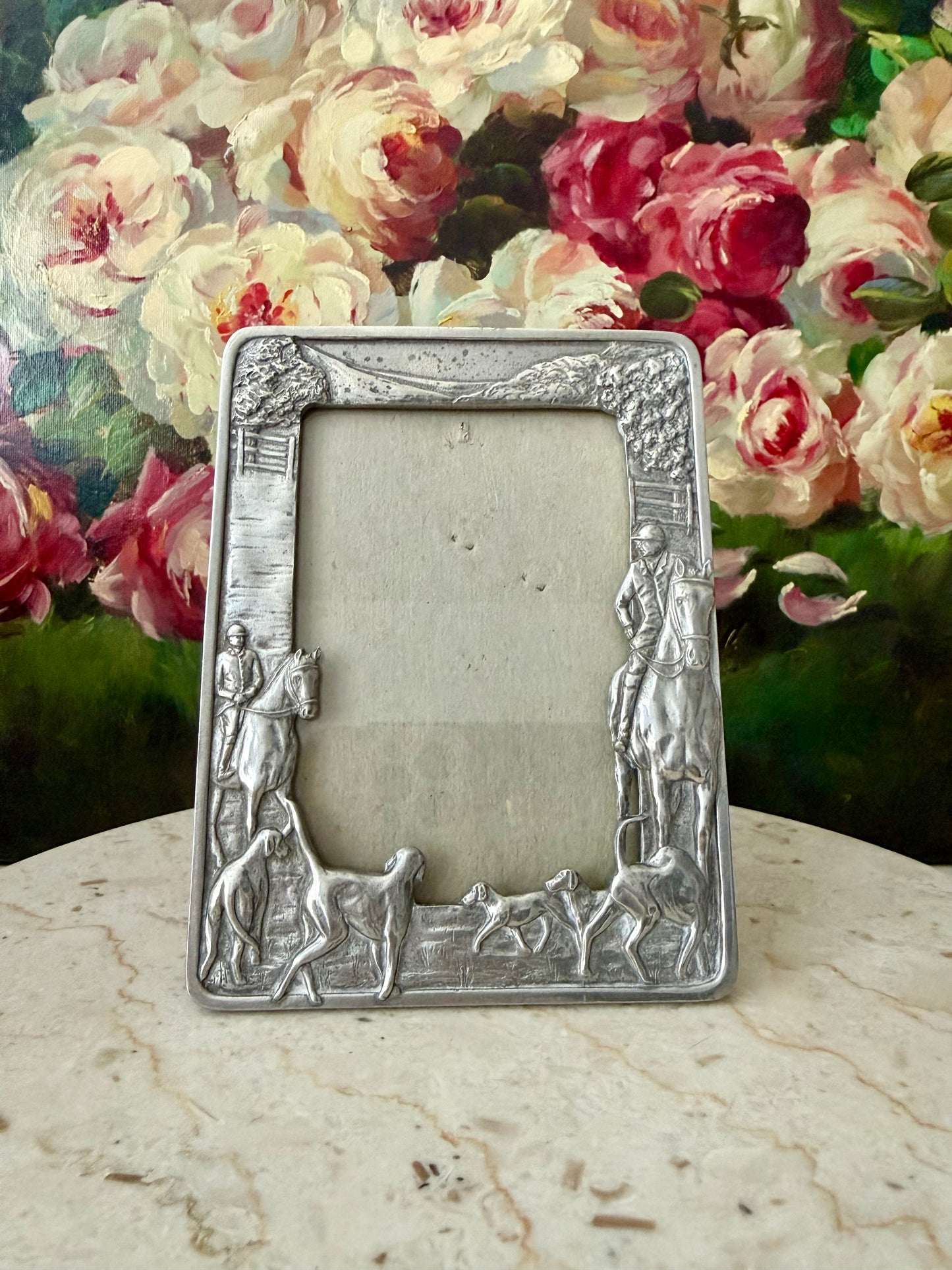 1988 Silver Plated Vintage Seagull Pewter Equestrian Picture Frame (model PF160) - Made in Canada