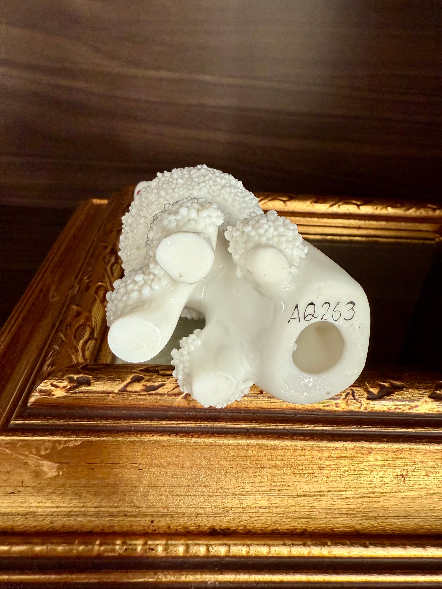 Vintage White Porcelain Spaghetti or Sugar Poodle Figurine Dog, Numbered - Made in Japan