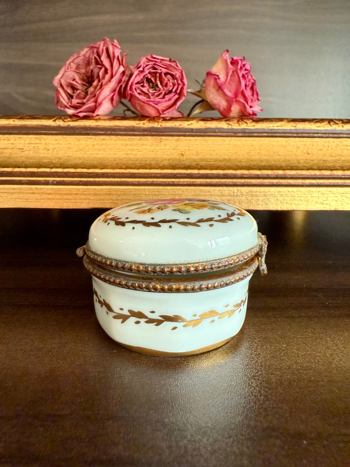 Antique Handmade and Hand-Painted Paris 1854 Porcelain Jewelry Box or Ring Holder - Made in France