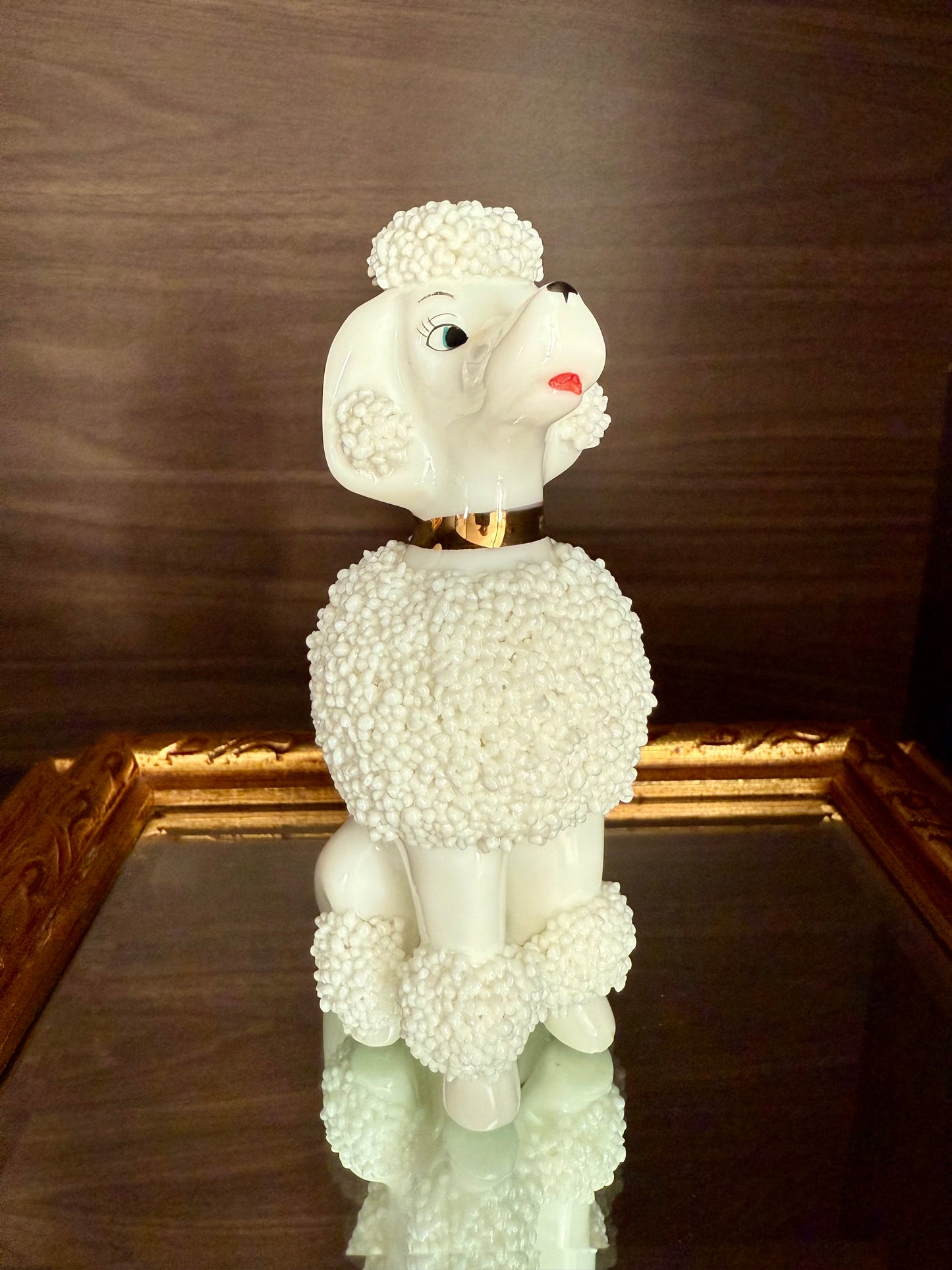 Vintage White Porcelain Spaghetti or Sugar Poodle Figurine Dog, Numbered - Made in Japan