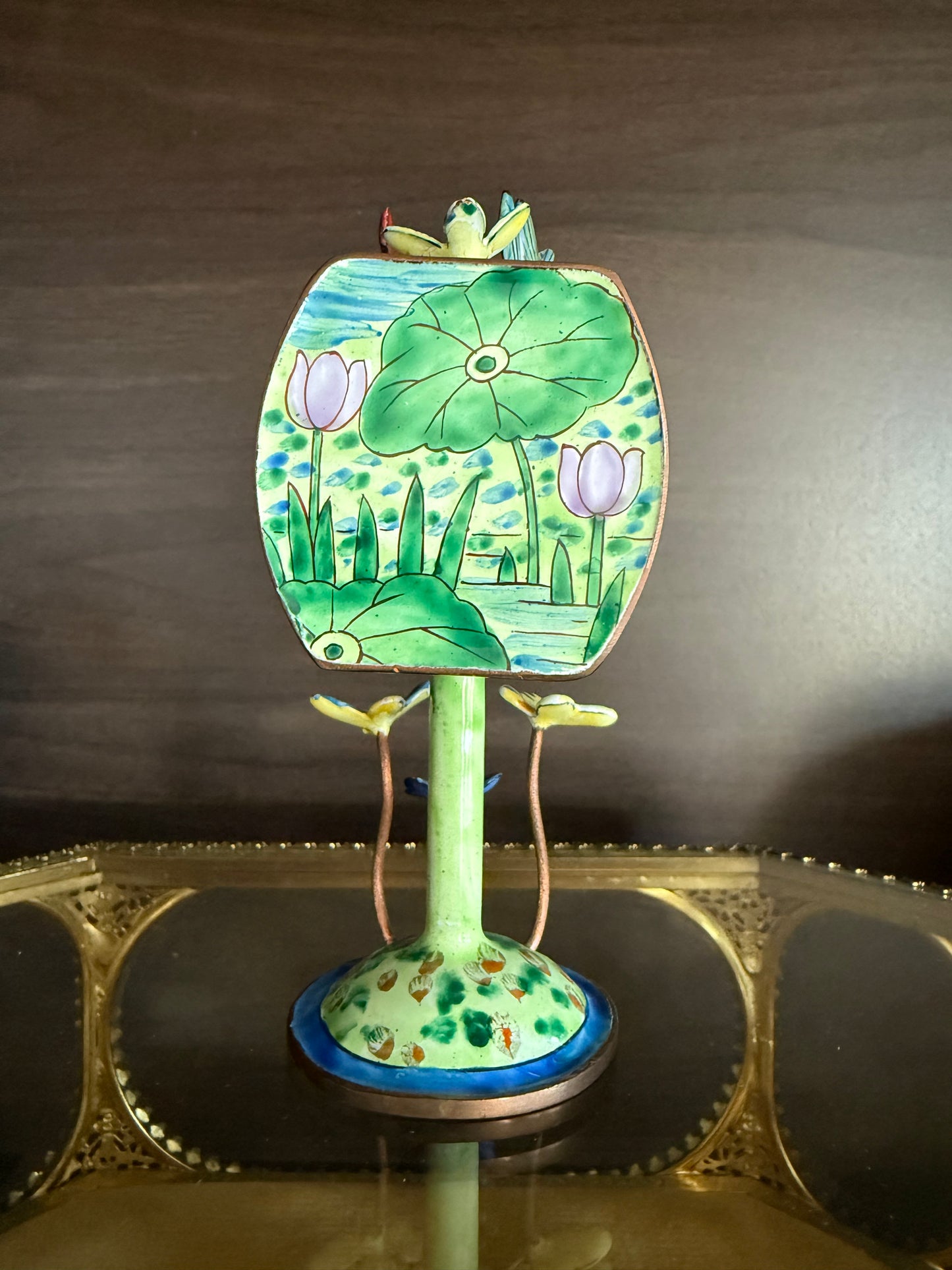 Vintage Hand-Painted Enamel on Copper Miniature Kelvin Chen Mailbox, Trinket Box and Stamps Holder - Numbered