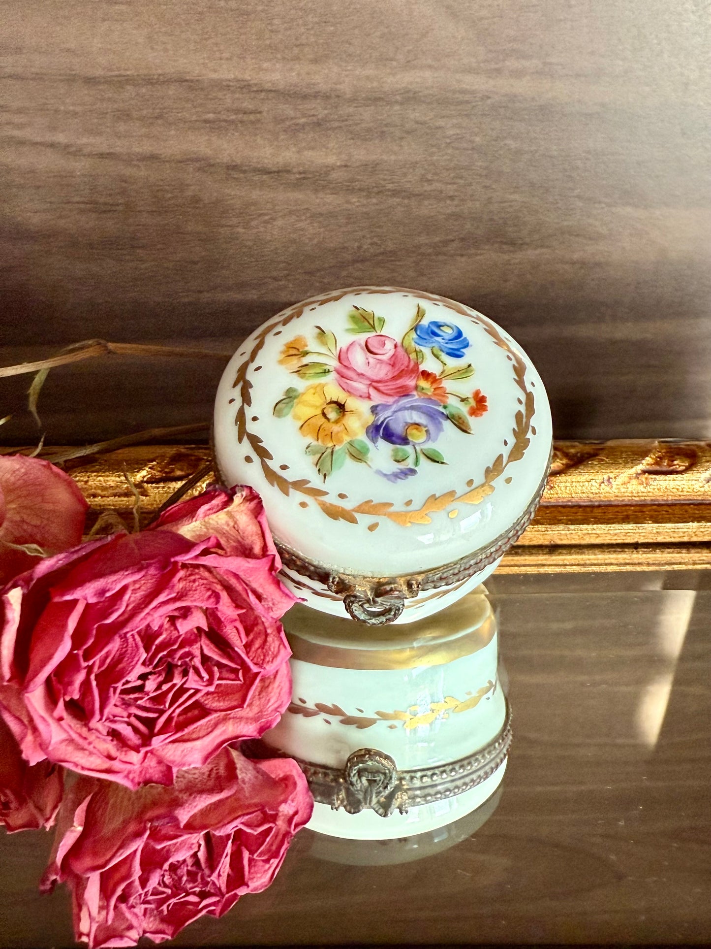 Antique Handmade and Hand-Painted Paris 1854 Porcelain Jewelry Box or Ring Holder - Made in France