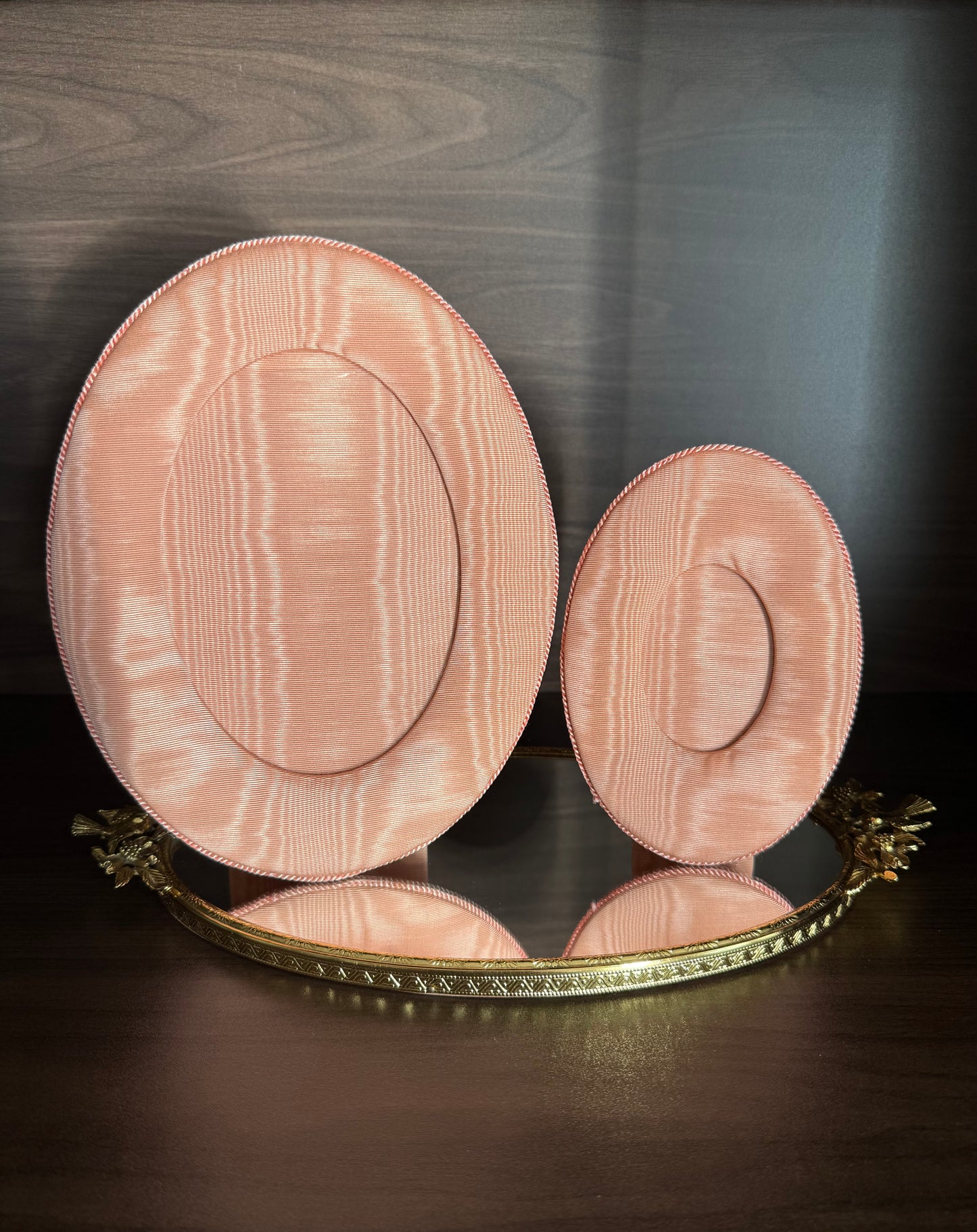 A Pair of Pink Elegant Silk fabric - coated Vintage Photo/ Picture Frames (2 pieces)