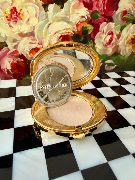 Estée Lauder Limited Edition Oval Waves Of Gold Lucidity Vintage Powder Compact