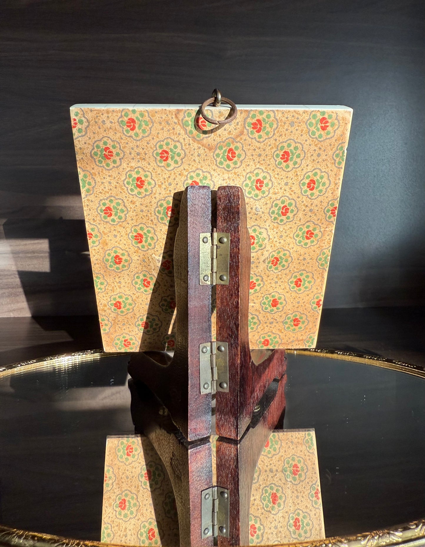 Antique Italian Miniature Porcelain Plaque Hand-painted Madonna and Child in Bone Frame