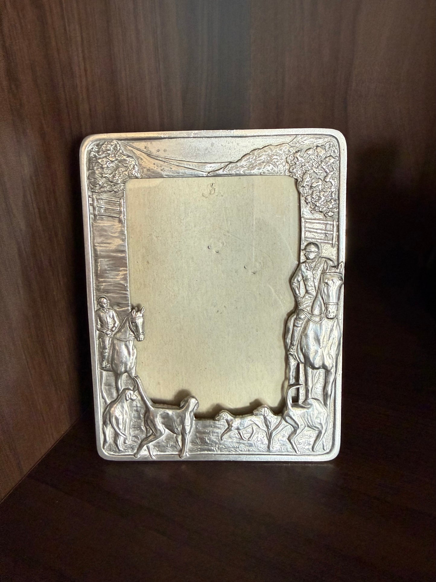 1988 Silver Plated Vintage Seagull Pewter Equestrian Picture Frame (model PF160) - Made in Canada