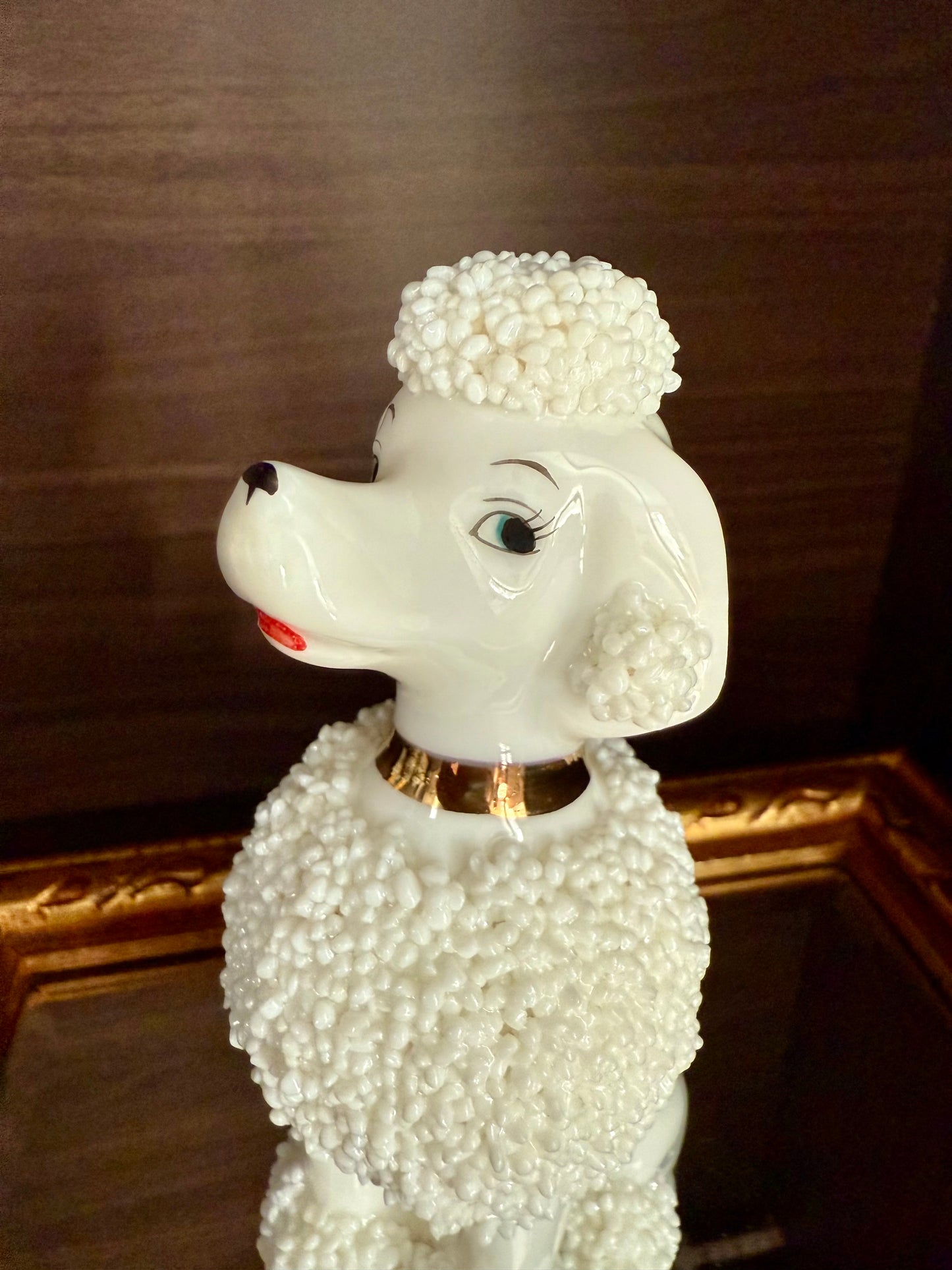 Vintage White Porcelain Spaghetti or Sugar Poodle Figurine Dog, Numbered - Made in Japan