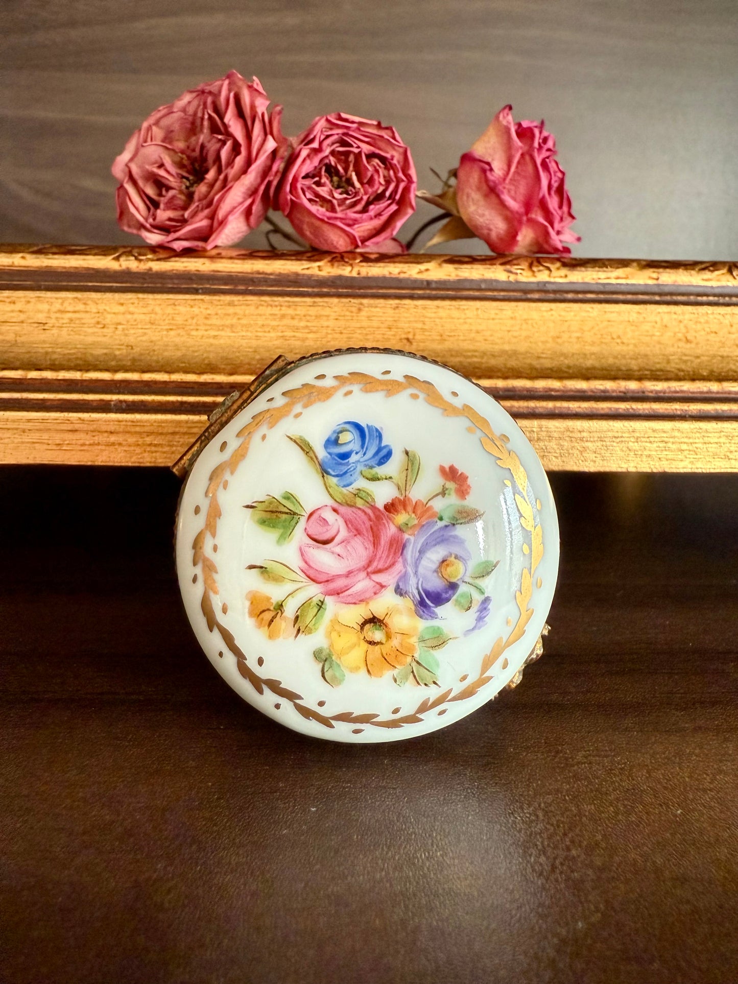 Antique Handmade and Hand-Painted Paris 1854 Porcelain Jewelry Box or Ring Holder - Made in France