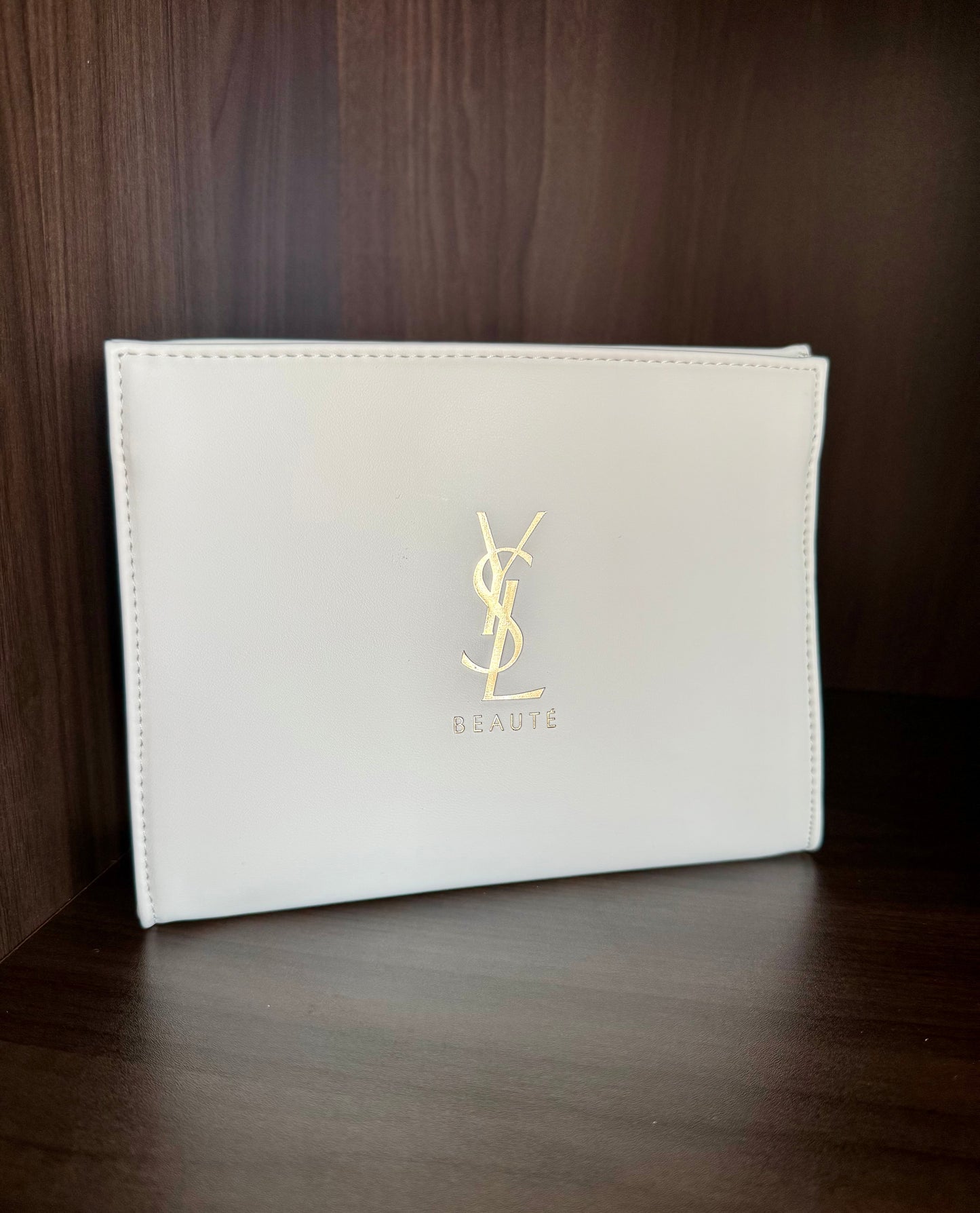 Yves Saint Laurent YSL White Makeup Bag with LIBRE Perfumed Body Balm, New - Never Used