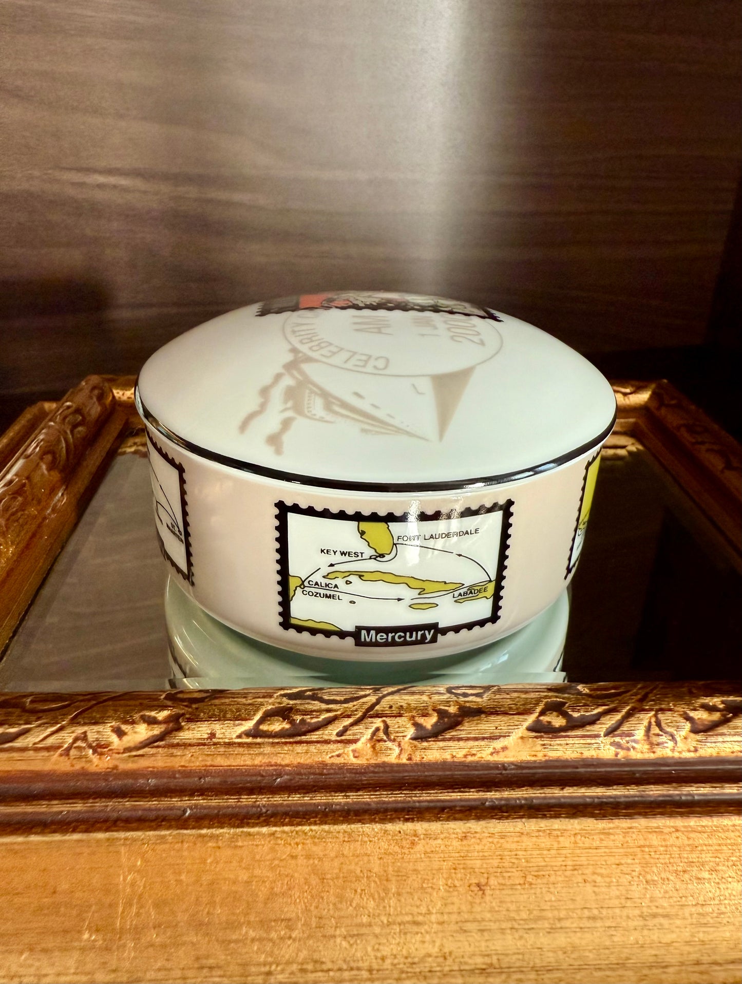 Tiffany & Co. Porcelain Jewelry or Trinket Box, Commissioned by Celebrity Cruises to Commemorate the New Millennium, Made in Japan