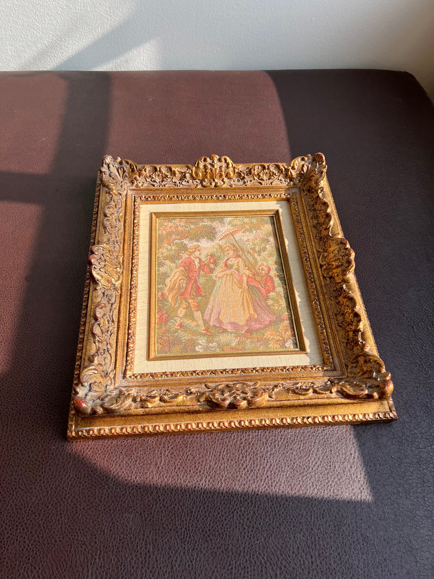 Victorian Themed Vintage Tapestry Ornate Gold Gilded Wooden Frame, Wall Art Decor