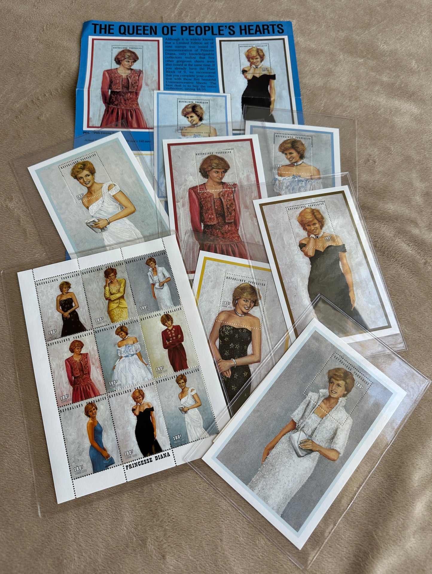 Princess Diana Commemorative Stamp Set - 7 individual pieces