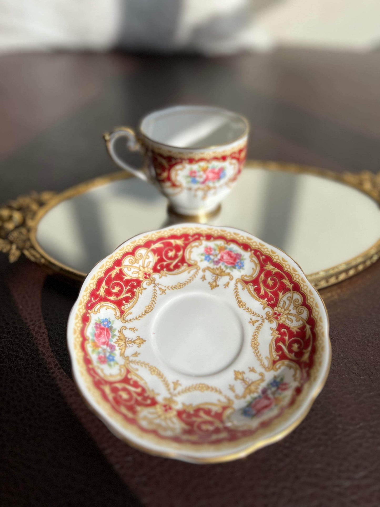 Vintage England Regency Queen Anne Floral Bone China Tea Cup Saucer