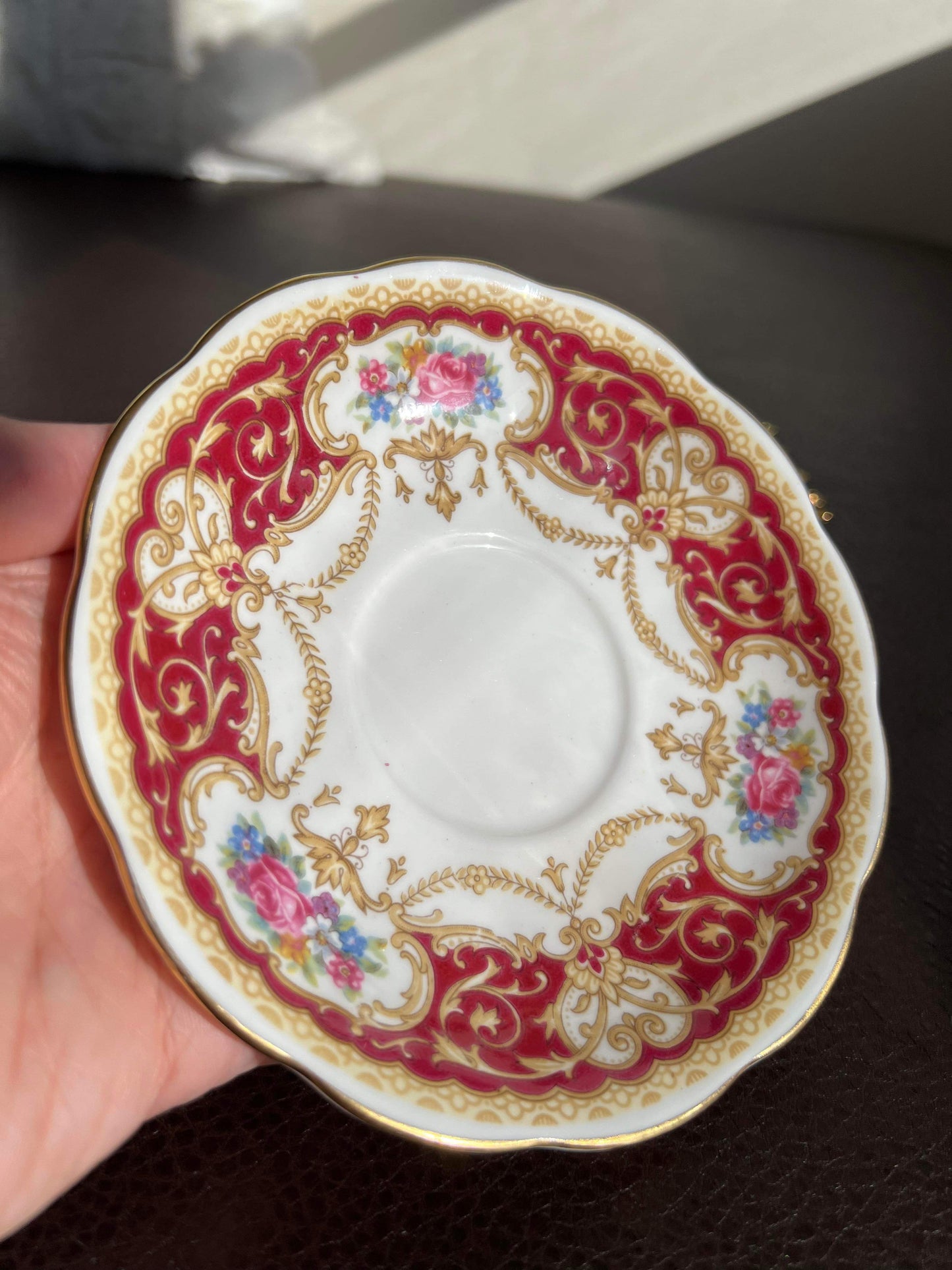 Vintage England Regency Queen Anne Floral Bone China Tea Cup Saucer