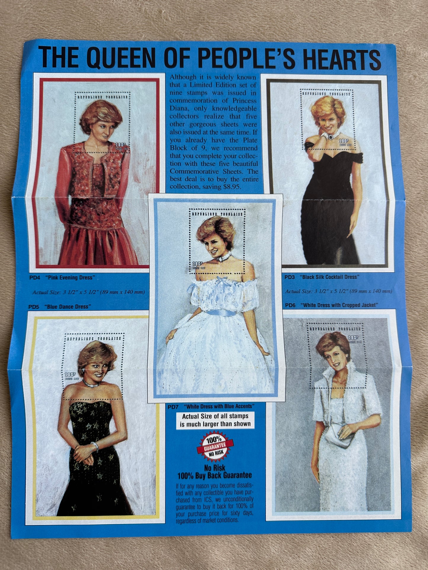 Princess Diana Commemorative Stamp Set - 7 individual pieces