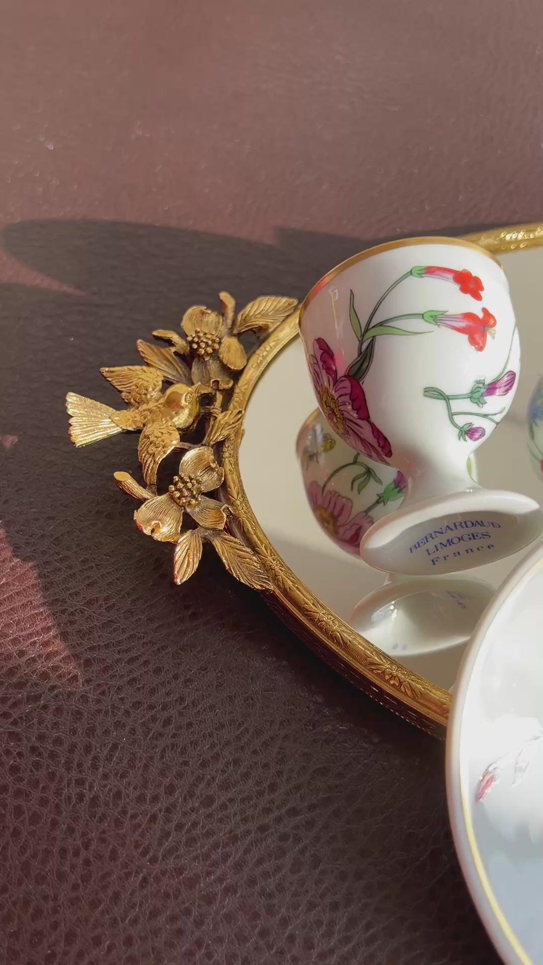 1980s Gucci Bernardaud Limoges Floral & Butterfly Print Porcelain